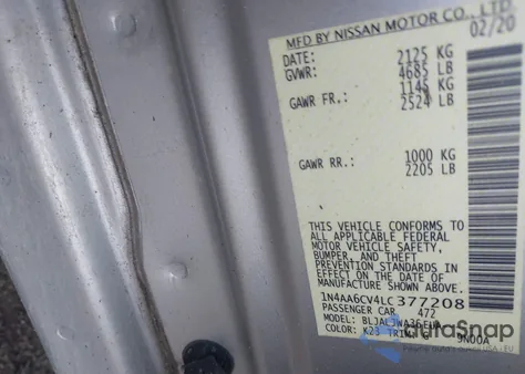 2020 Nissan Maxima Sv Xtronic Cvt from USA, damaged, VIN 1N4AA6CV4LC377208